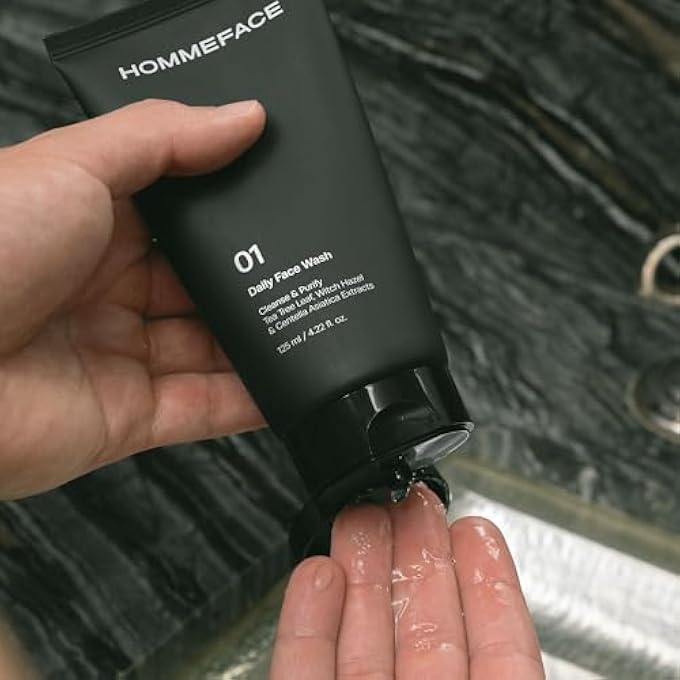 HOMMEFACE MENS DAILY FACE WASH - GENTLE FACIAL CLEANSER FOR DEEP CLEANSING & PURIFYING - KOREAN SKINCARE TECHNOLOGY WITH COLLAGEN, WITCH HAZEL & CICA EXTRACTS, 4.22 FL OZ - Image 3